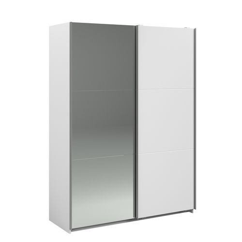 Armoire 2 portes coulissantes SWING blanc et miroir
