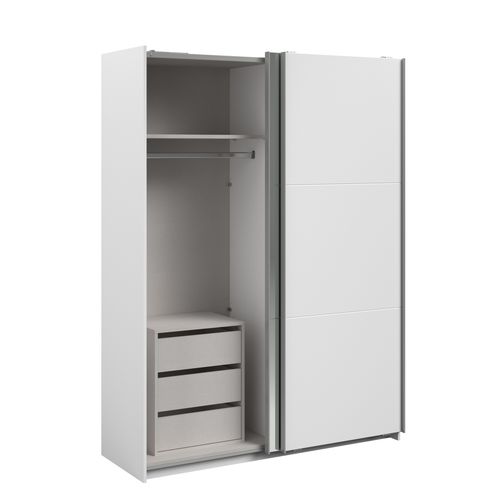 Armoire 2 portes coulissantes SWING blanc et miroir