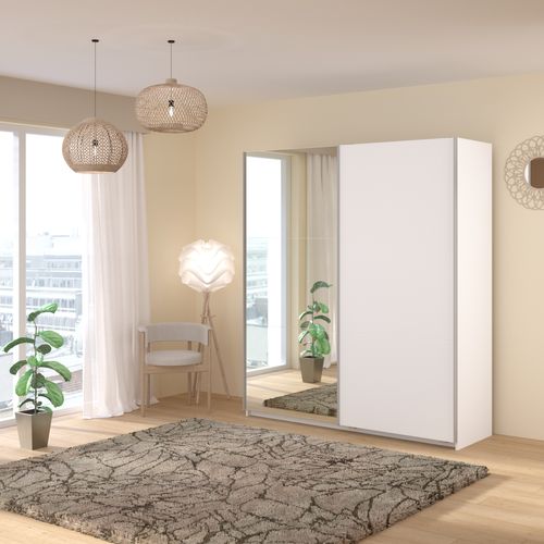 Armoire 2 portes couli. L.180 SWING blanc et miroir