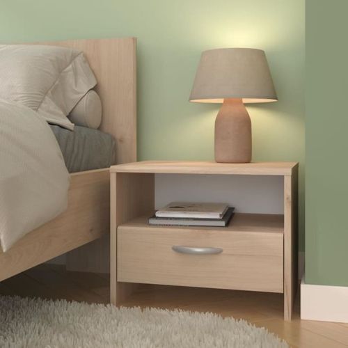 Chambre Complète - Varia - Lit 200x140, 2 Chevets, 1 Commode, 1 Armoire 3 Portes Avec Miroir