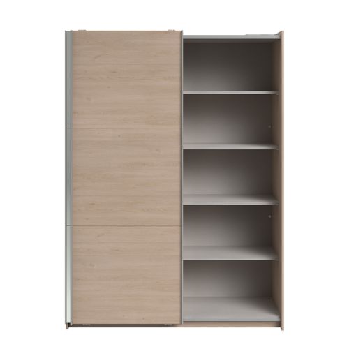 Armoire 2 portes couli. L.150 SWING imitation chêne et miroir