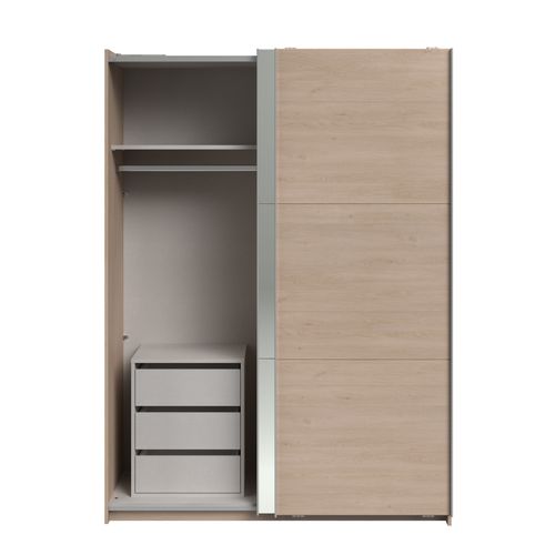 Armoire 2 portes couli. L.150 SWING imitation chêne et miroir