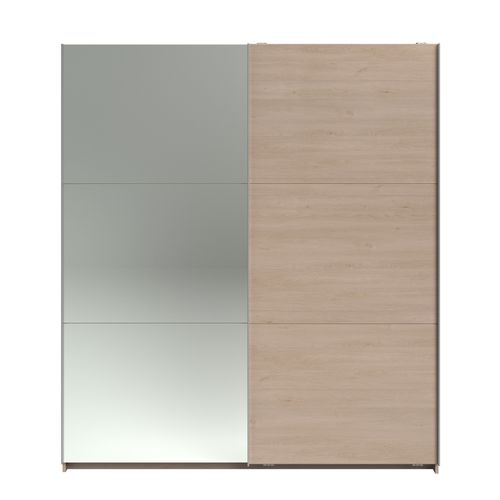 Armoire 2 portes coulissantes SWING imitation chêne et miroir