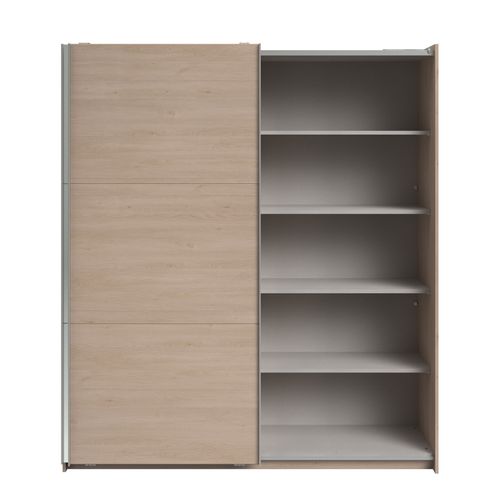 Armoire 2 portes coulissantes SWING imitation chêne et miroir