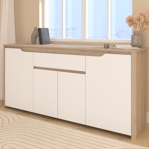 Buffet 4 portes WENDY imitation chêne et blanc