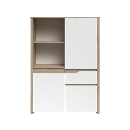 Buffet haut 3 portes H.151 cm WENDY imitation chêne et blanc