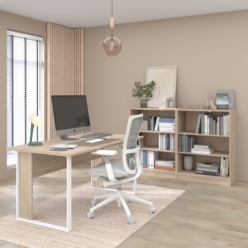 Bureau L. 150 cm START UP 2 imitation chêne et blanc