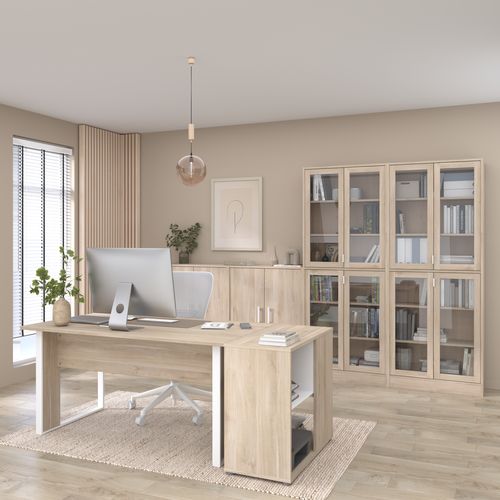 Bureau L. 150 cm START UP 2 imitation chêne et blanc