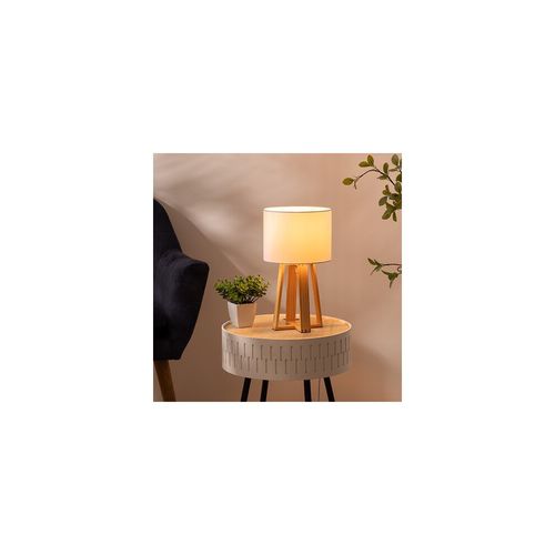 Lampe Pied Bois Molu Blanc