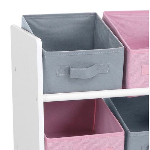 Meuble 9 Panières Pour Enfant Rose Gris