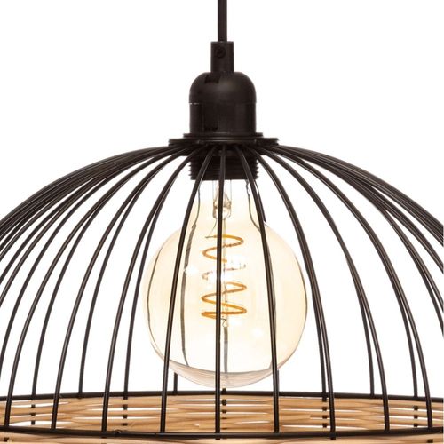 Suspension Métal Filaire Rotin Suwa Noir D35