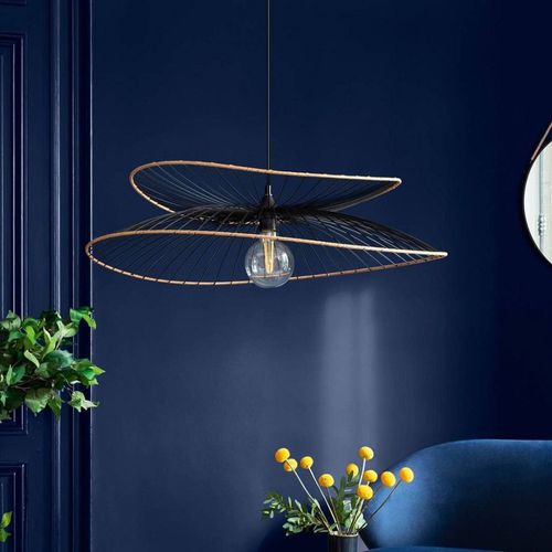 Suspension Métal Et Rotin Alara Noir D69.5