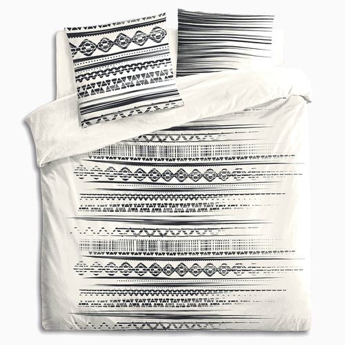 Housse De Couette 240x260 Ethnik Nb + 2 Taies 100% Coton 57 Fils
