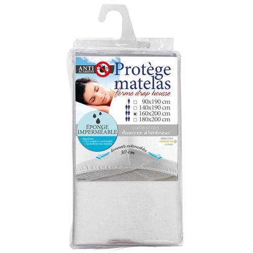 Protège Matelas Éponge Imperméable Anti-acariens 160x200