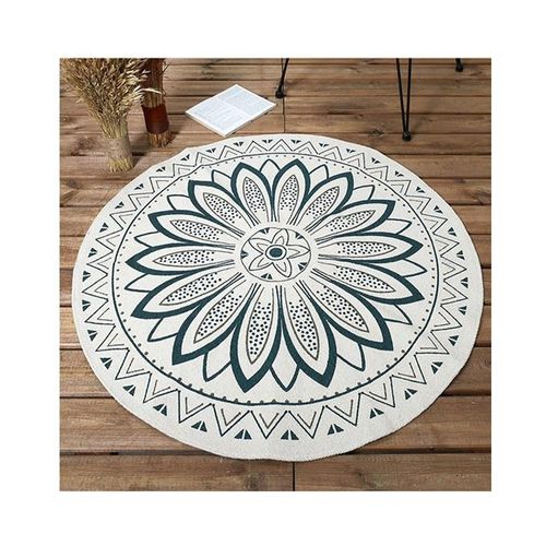 Tapis Rond Imprimé Mandala Vert D90