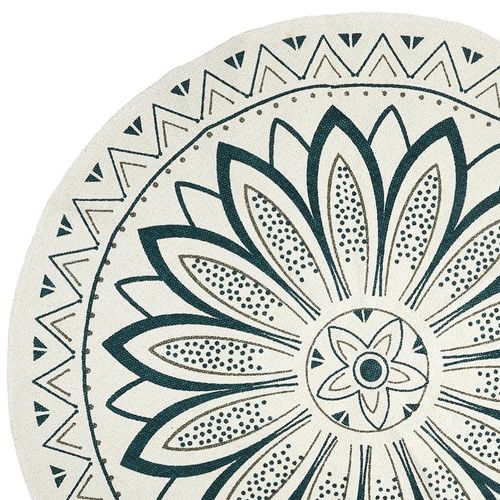 Tapis Rond Imprimé Mandala Vert D90
