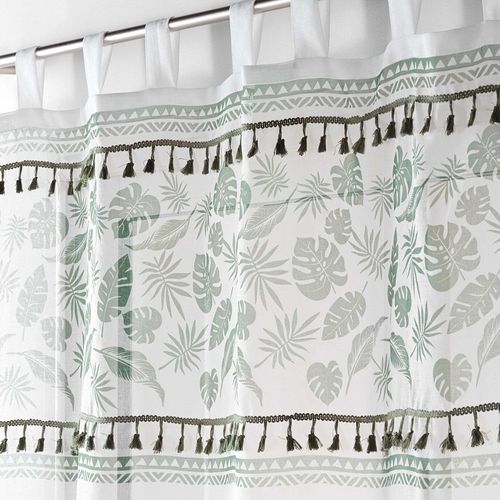 Voilage à Oeillets 140x280 Sable Top Imprimé Pompon Milagreen Blanc
