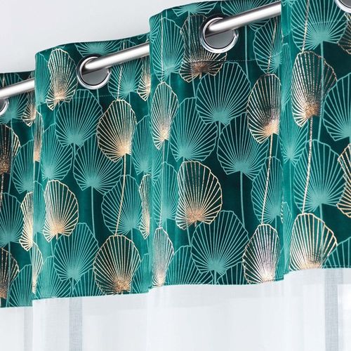 Voilage à Oeillets 140x240 Sable Top Velours Or Clairine Émeraude