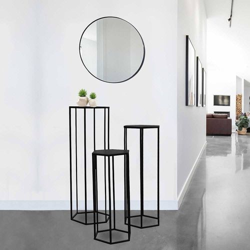 Lot De 3 Sellettes Gigognes Métal Noir