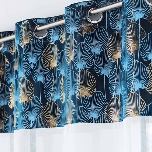 Voilage à Oeillets 140x240 Sable Top Velours Clairine Bleu