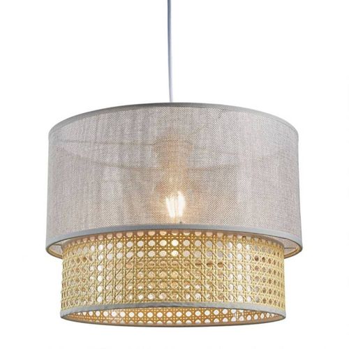 Suspension Gigogne Ronde Cannage Tissu Gris D35