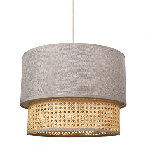 Suspension Gigogne Ronde Cannage Tissu Gris D35