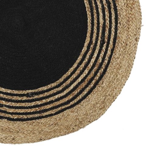Tapis Rond Jute Coton Noir D90