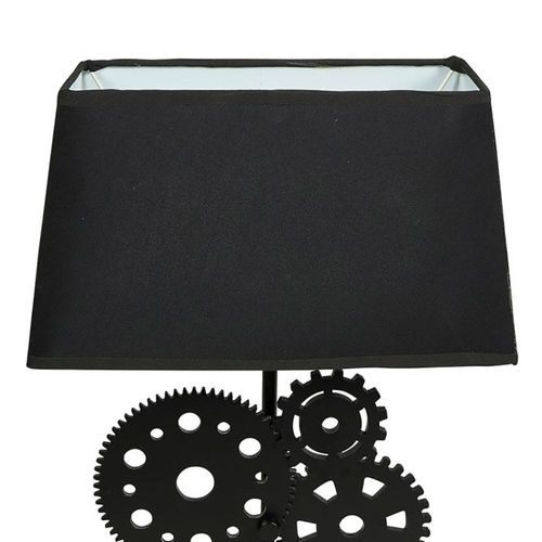 Lampe Bois Noir Tissu Rouages