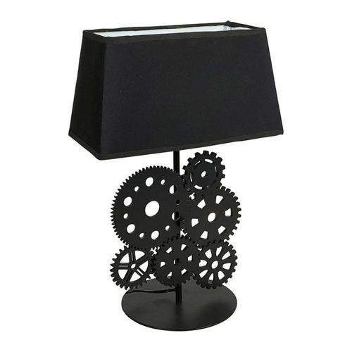 Lampe Bois Noir Tissu Rouages