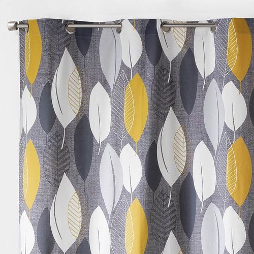 Rideau à Oeillets 140x240 Cm Leafy Jaune Coton