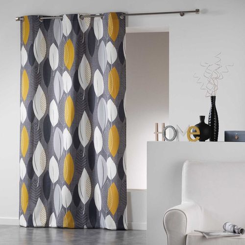 Rideau à Oeillets 140x240 Cm Leafy Jaune Coton