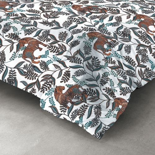 Housse De Couette 260x240 Savane + 2 Taies Coton 57 Fils