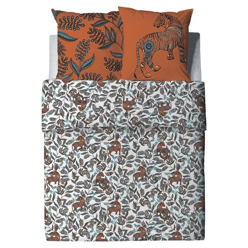 Housse De Couette 260x240 Savane + 2 Taies Coton 57 Fils