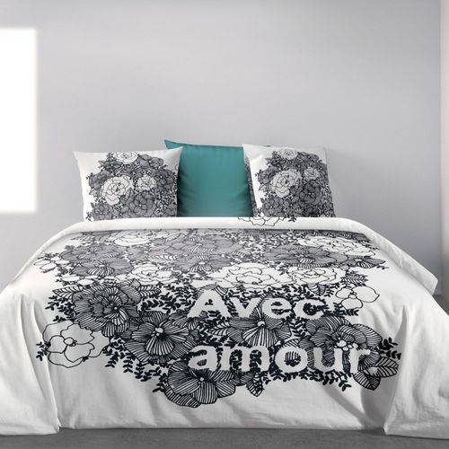 Housse De Couette 260x240 Avec Amour + 2 Taies Coton Bio 47 Fils