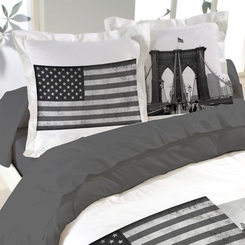 Housse De Couette 240x220 Time Square + 2 Taies Coton 52 Fils