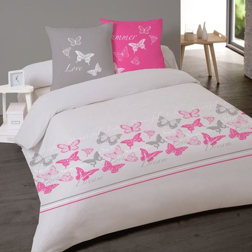 Housse De Couette 240x220 Butterflies + 2 Taies Coton 57 Fils