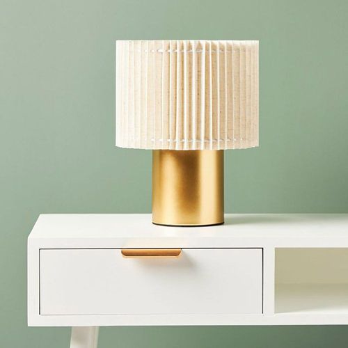 Lampe Métal Lin Auréline Écru Dorée