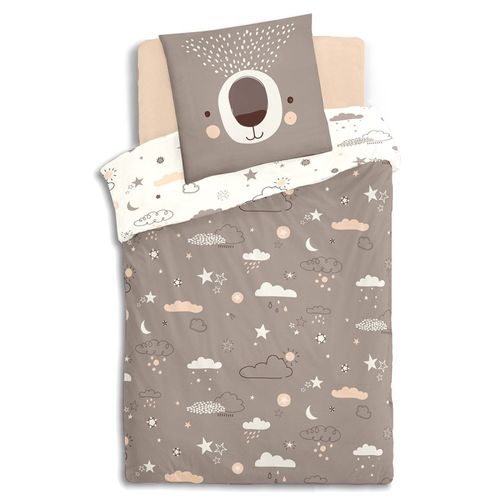 Housse De Couette Enfant 140x200 Ours + Taie Coton 57 Fils