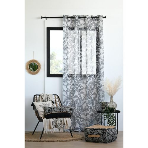 Voilage à Oeillets 140x260 Cm Kinogi Noir