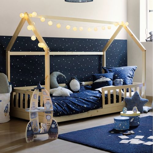 Housse De Couette Enfant 140x200 Espace + Taie Coton 57 Fils