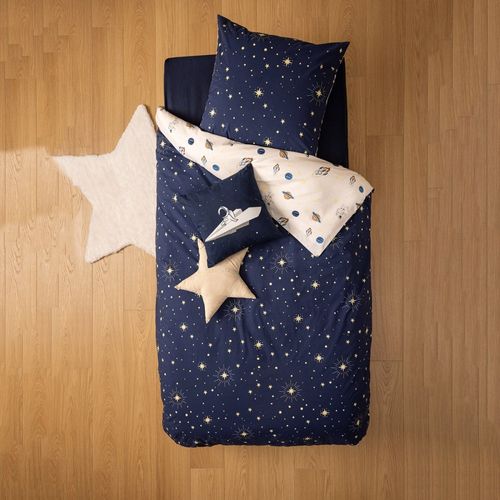 Housse De Couette Enfant 140x200 Espace + Taie Coton 57 Fils