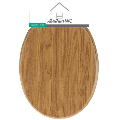 Abattant Wc Mdf Charnières Métal Effet Bois Strata Chêne