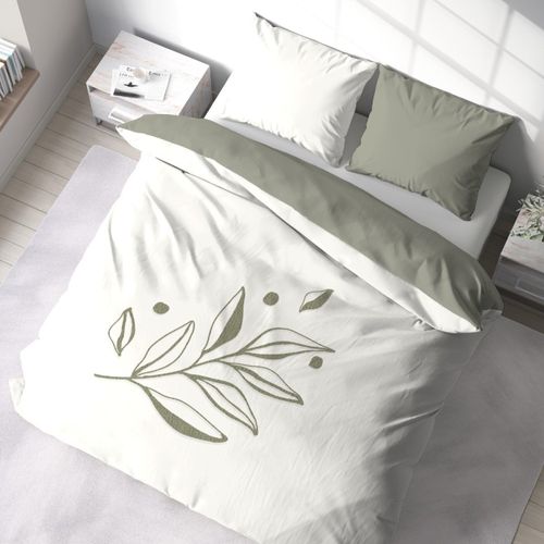Housse De Couette 240x220 + 2 Taies Herbier En Coton Lavé