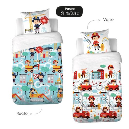 Housse De Couette 140x200 + 1 Taie Fuego Coton Adouci 57 Fils