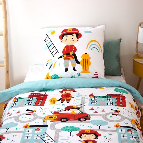 Housse De Couette 140x200 + 1 Taie Fuego Coton Adouci 57 Fils