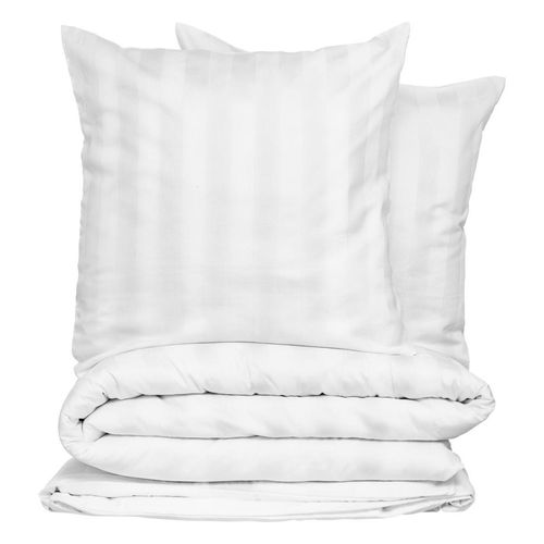 Housse De Couette 260x240 + 2 Taies Coton Satiné Blanc