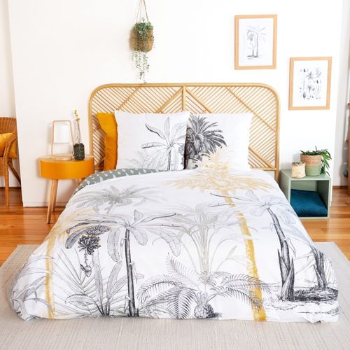 Housse De Couette Réversible 260x240 Soli + 2 Taies 100% Coton Adouci 57 Fils/cm2