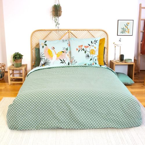 Housse De Couette 260x240 Kusmi + 2 Taies 100% Coton Adouci 57 Fils/cm2