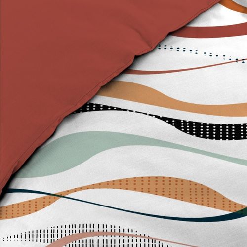 Housse De Couette 240x220 + 2 Taies Vagueline Rouge