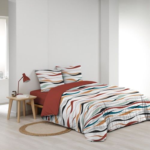 Housse De Couette 240x220 + 2 Taies Vagueline Rouge